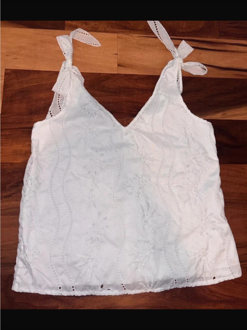 SHEIN White Eyelet Tie-Shoulder Camisole